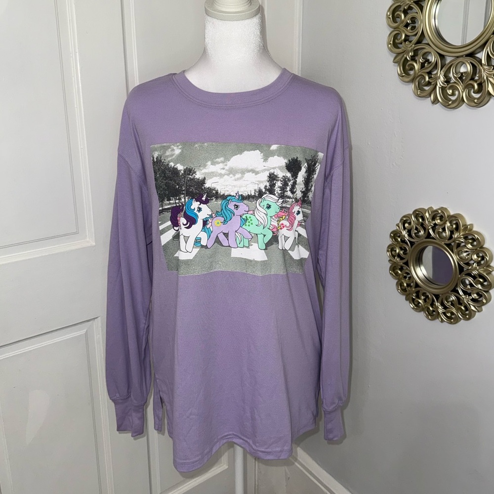 My Little Pony Purple Graphic Long Sleeve Crew Neck T-Shirt Size XS